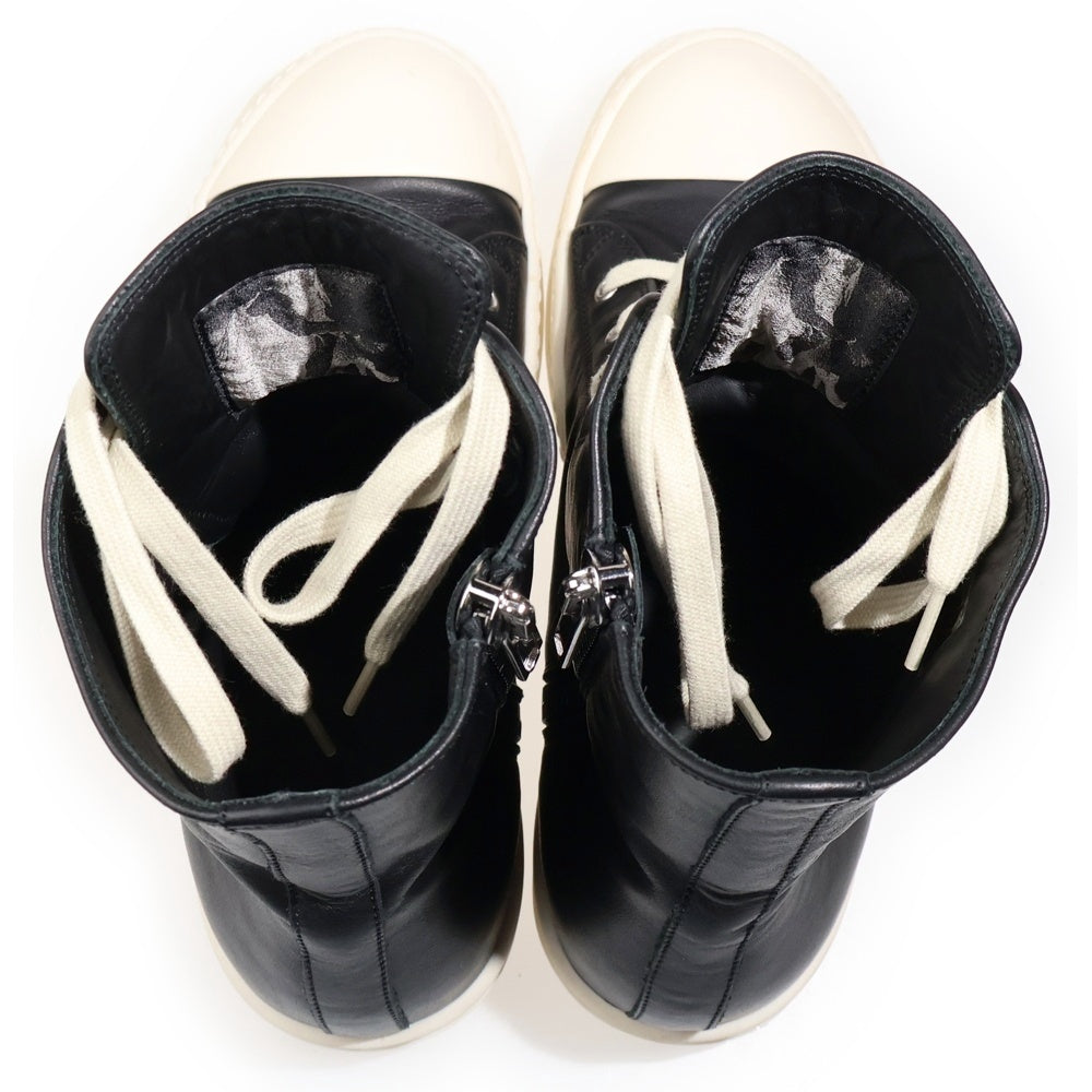 Rick Owens(リックオウエンス) RAMONES SNEAKERS ラモーンズ レザー ハイカットスニーカー ブラック RU02E1890