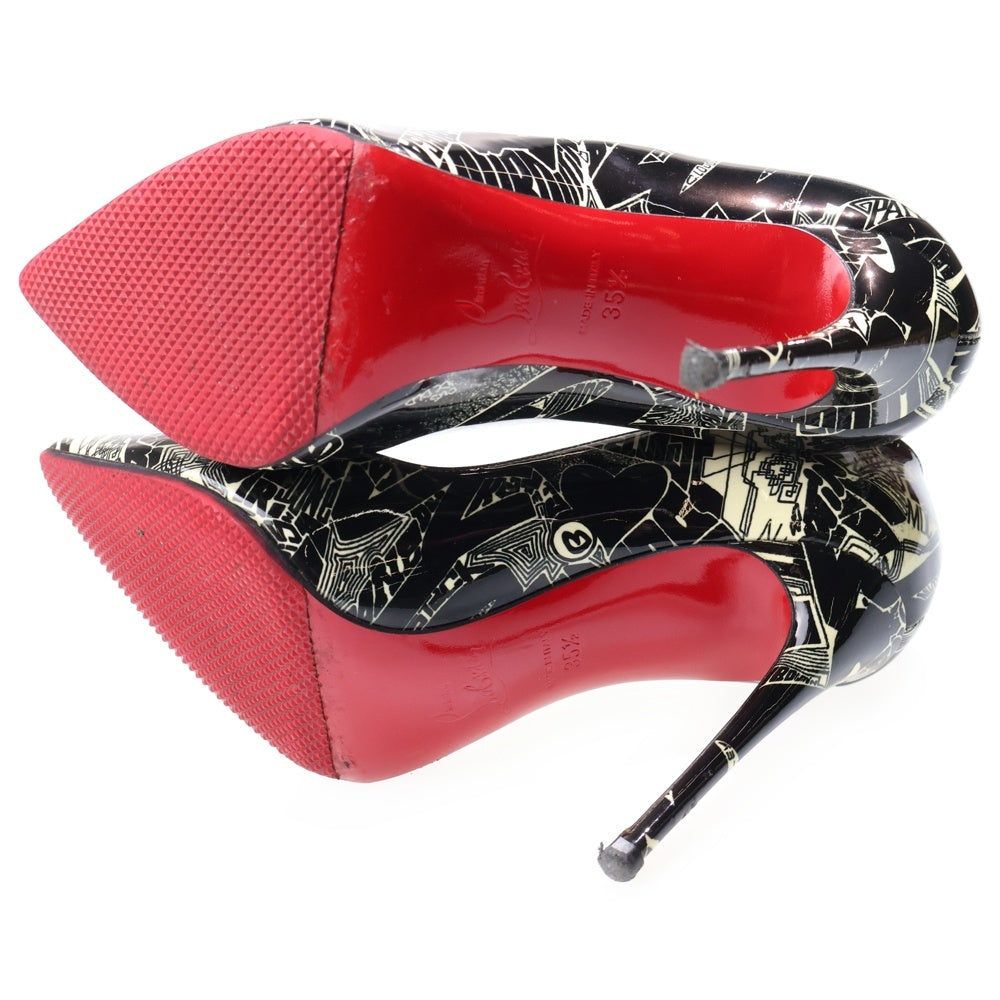 CHRISTIAN LOUBOUTIN(クリスチャンルブタン) PIGALLE 100 NICOGRAF ピガール 総柄 パテントレザー ピンヒール パンプス シューズ レディース