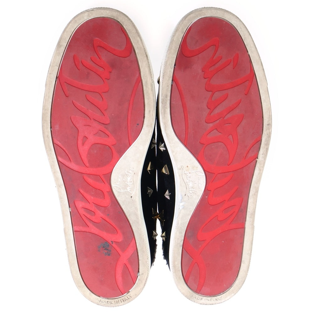 CHRISTIAN LOUBOUTIN(クリスチャンルブタン) スタッズ マルチワッペン装飾 ベロアスリッポン シューズ ブラック レディース
