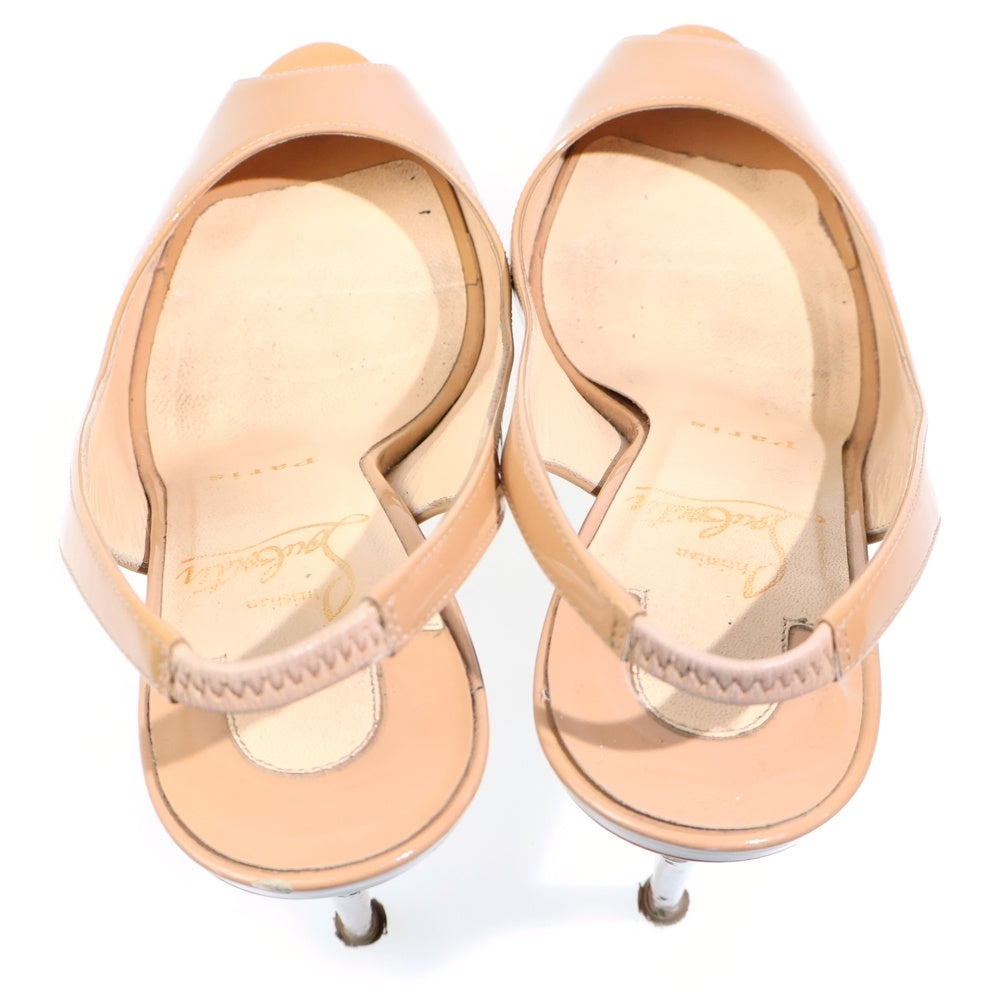 CHRISTIAN LOUBOUTIN(クリスチャンルブタン) パテント オープントゥヒールパンプス ベージュ レディース