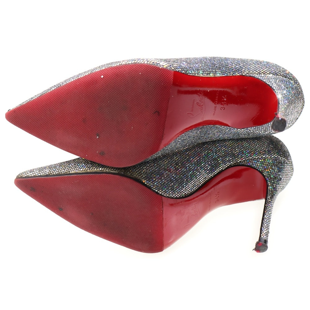 CHRISTIAN LOUBOUTIN(クリスチャンルブタン) グリッターミニ スパンコール ピンヒールパンプス シルバー レディース