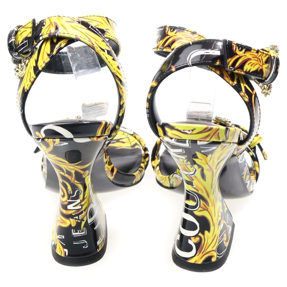 VERSACE JEANS COUTURE(ヴェルサーチジーンズクチュール) パテントレザー バックルストラップ ヒールサンダル レディース