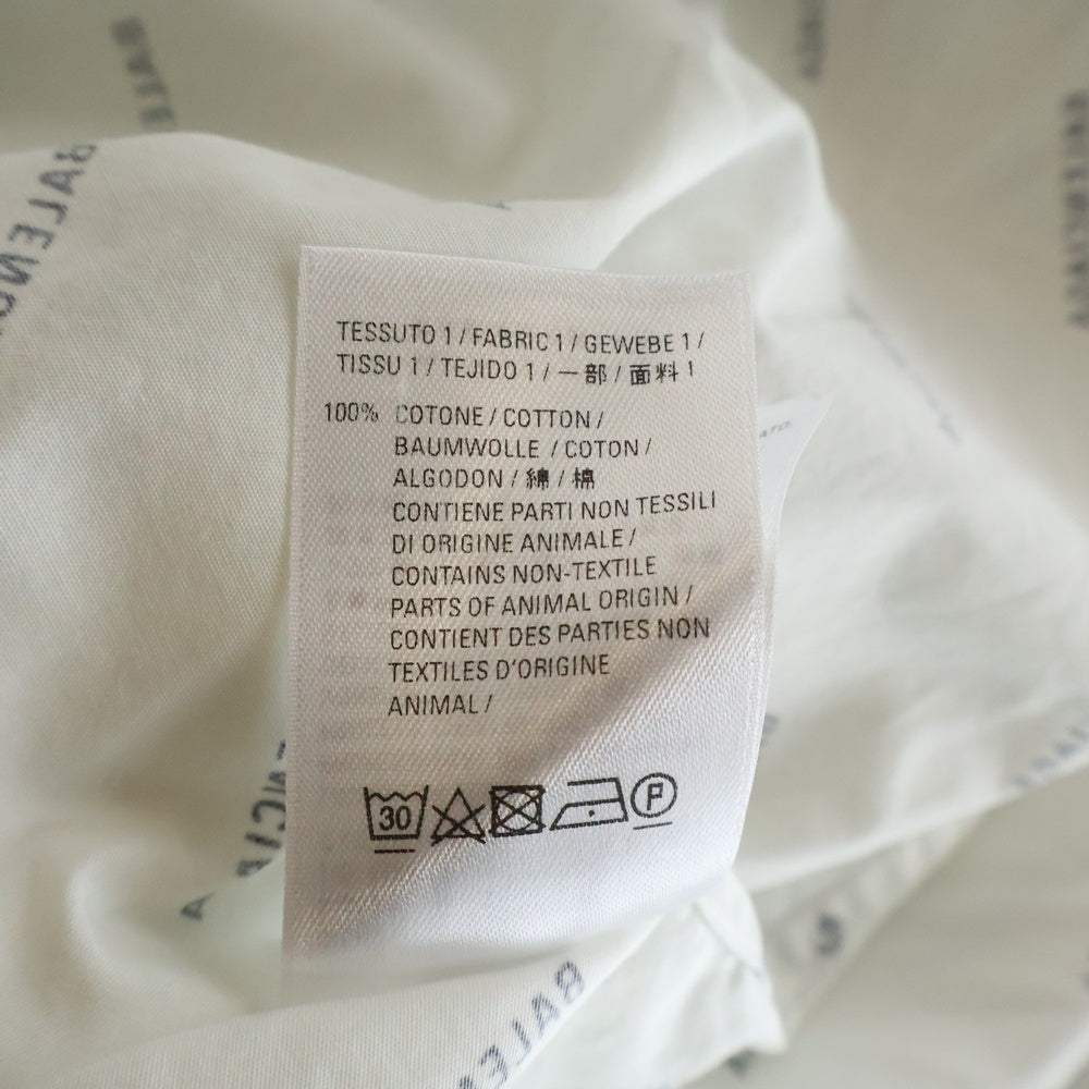 BALENCIAGA(バレンシアガ) 18SS ロゴ総柄 フロントポケット ボタンダウン半袖シャツ ホワイト 534332 TBL96