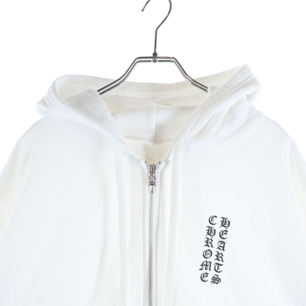 CHROME HEARTS(クロムハーツ) SWTSHRT HD ZIP アームロゴプリント ダガージップアップスウェットパーカー フーディー ホワイト