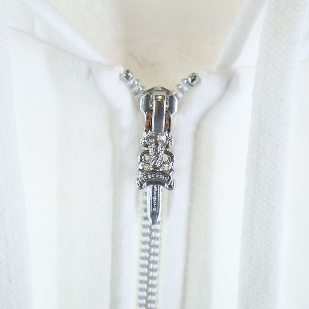 CHROME HEARTS(クロムハーツ) SWTSHRT HD ZIP アームロゴプリント ダガージップアップスウェットパーカー フーディー ホワイト