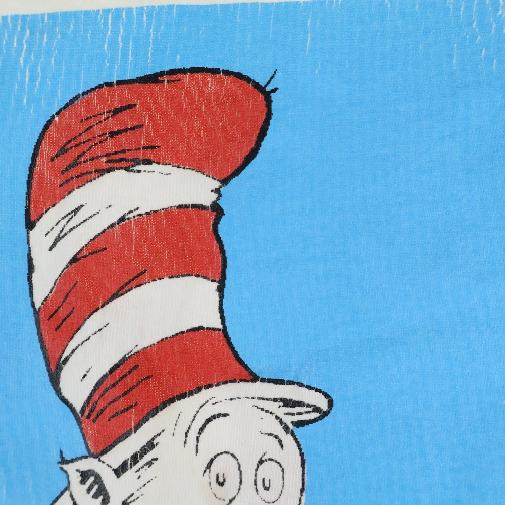 VINTAGE(ヴィンテージ) 90s Dr. Seuss The Cat in the hat 裾袖シングル フルーツオブザルーム クルーネックTシャツ ホワイト