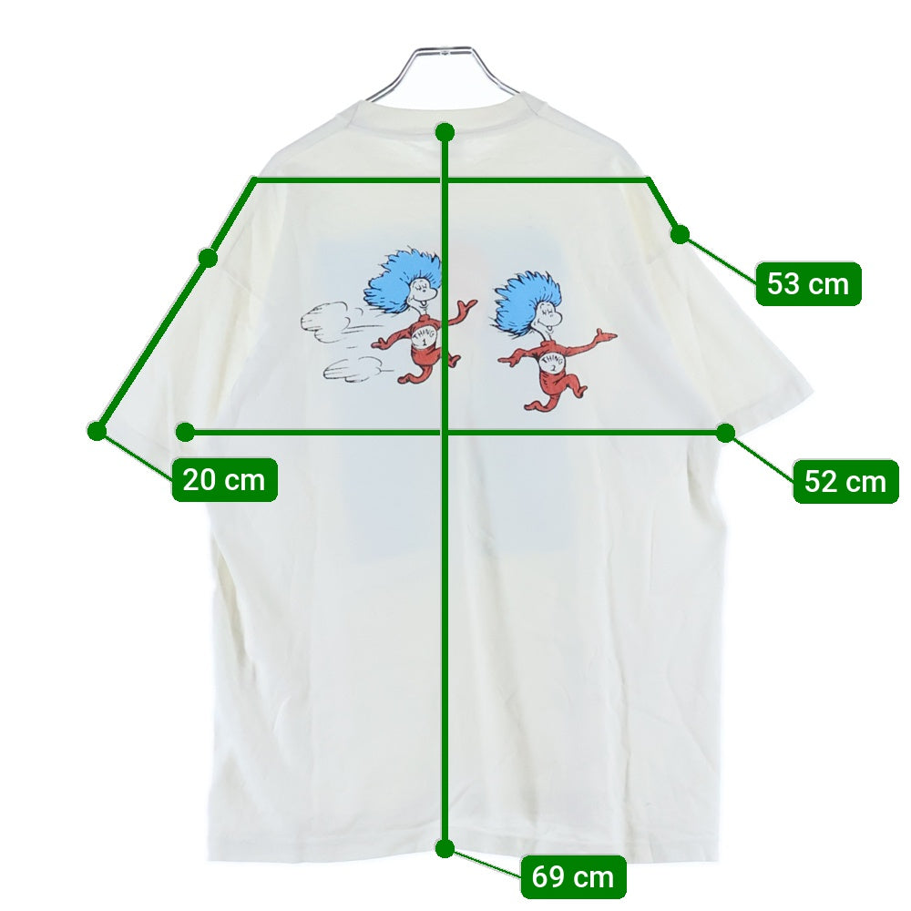 VINTAGE(ヴィンテージ) 90s Dr. Seuss The Cat in the hat 裾袖シングル フルーツオブザルーム クルーネックTシャツ ホワイト