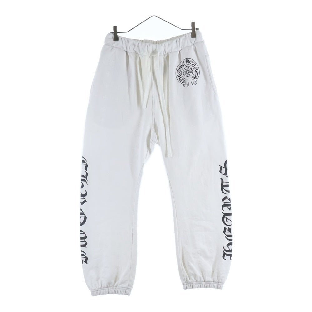 CHROME HEARTS(クロムハーツ) SLIT PKT BND BTTM CHプラス ロゴプリント ホースシュー プリント スウェットパンツ ホワイト