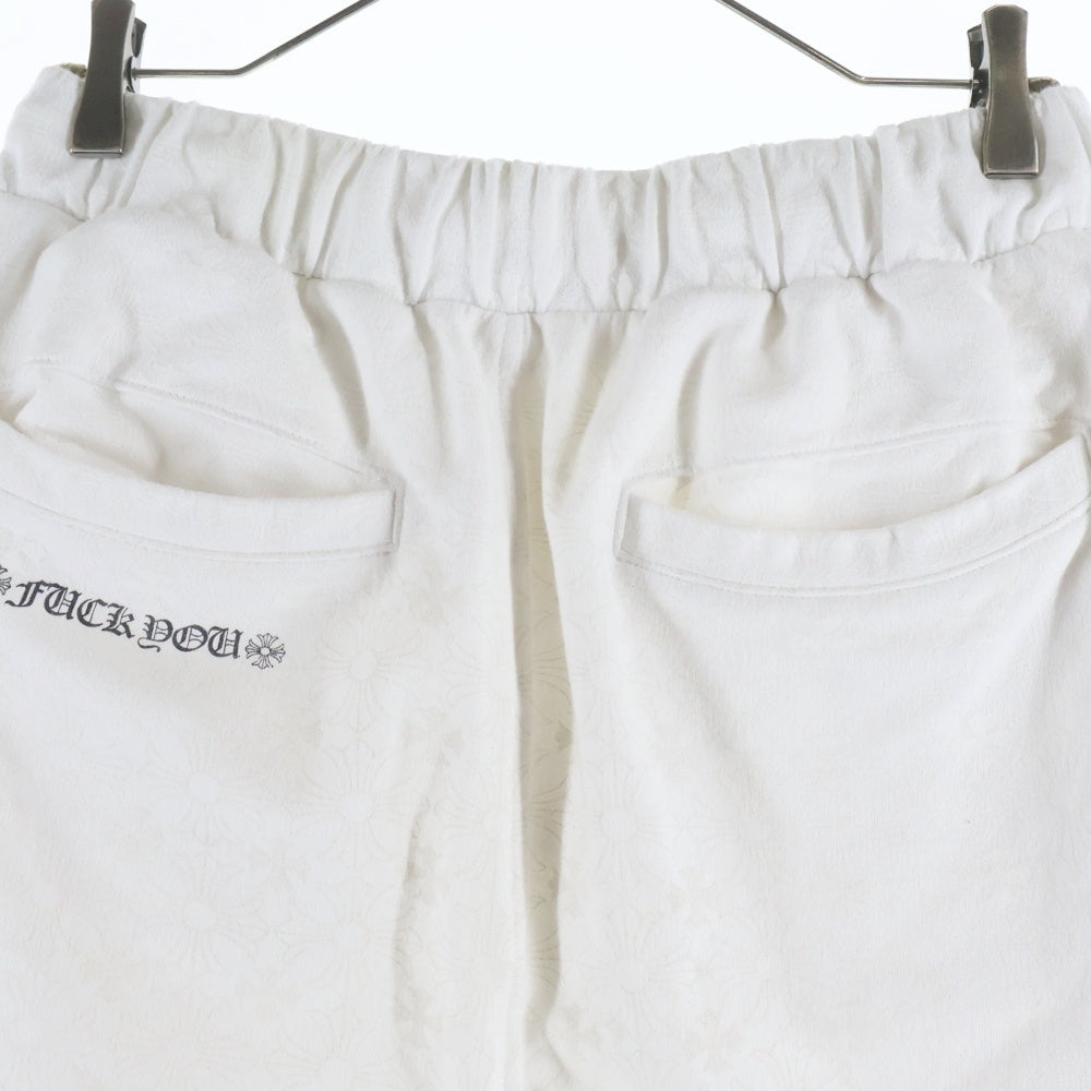 CHROME HEARTS(クロムハーツ) SLIT PKT BND BTTM CHプラス ロゴプリント ホースシュー プリント スウェットパンツ ホワイト