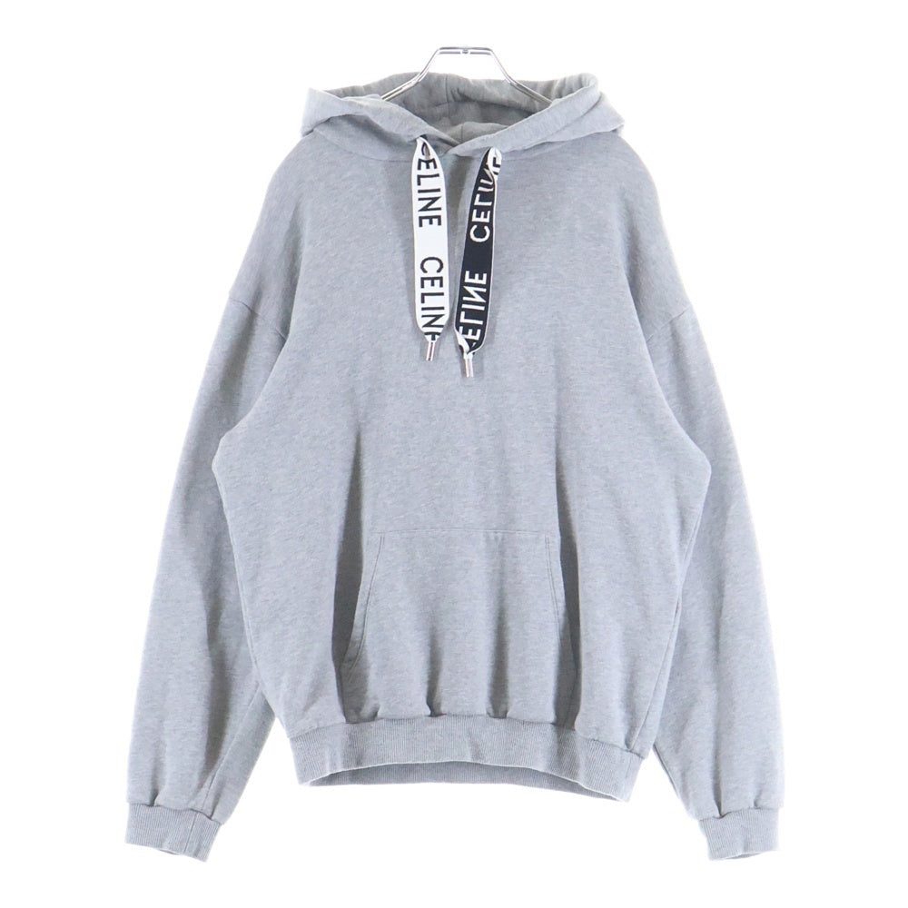 CELINE(セリーヌ) 21AW Loose Sweatshirt In Cotton Fleece ドローコード フーディー スウェット プルオーバーパーカー グレー 2Y468670Q