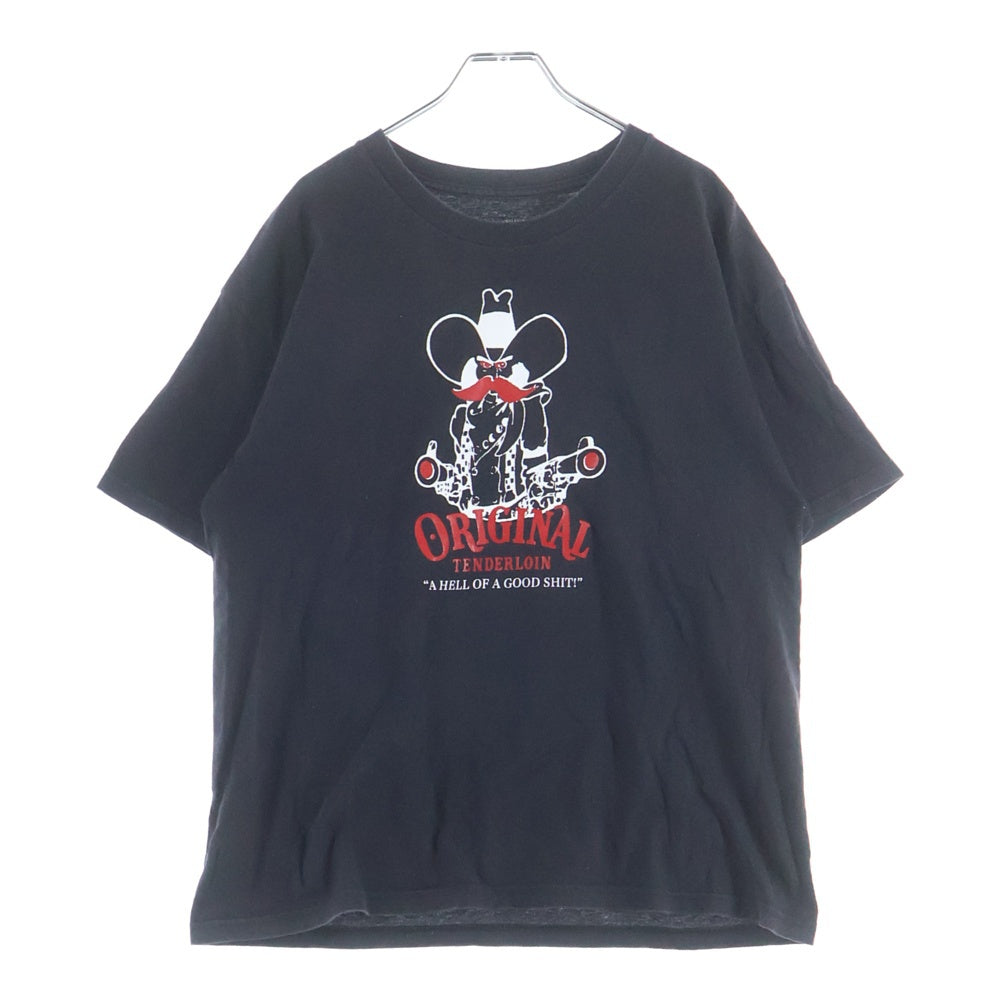 TENDERLOIN(テンダーロイン) ガンマン ロゴプリント クルーネックTシャツ ブラック