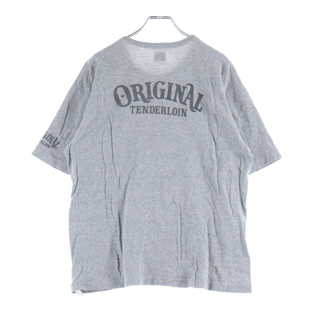 TENDERLOIN(テンダーロイン) バックロゴ 霜降り ポケット クルーネックTシャツ グレー