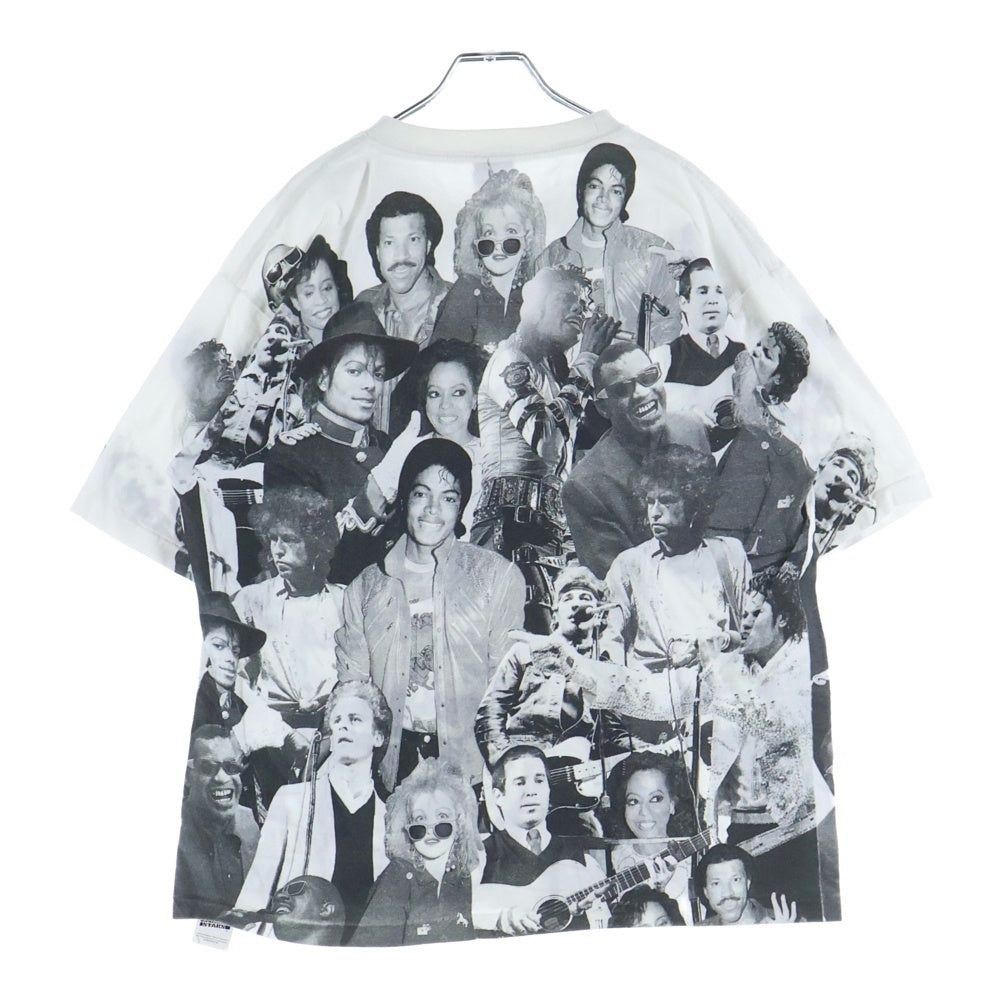 NO BRAND(ノーブランド) SCREEN STARS WE ARE THE WORLD LIFE MAGAZINE 裾袖シングル ライフマガジン クルーネックTシャツ ホワイト
