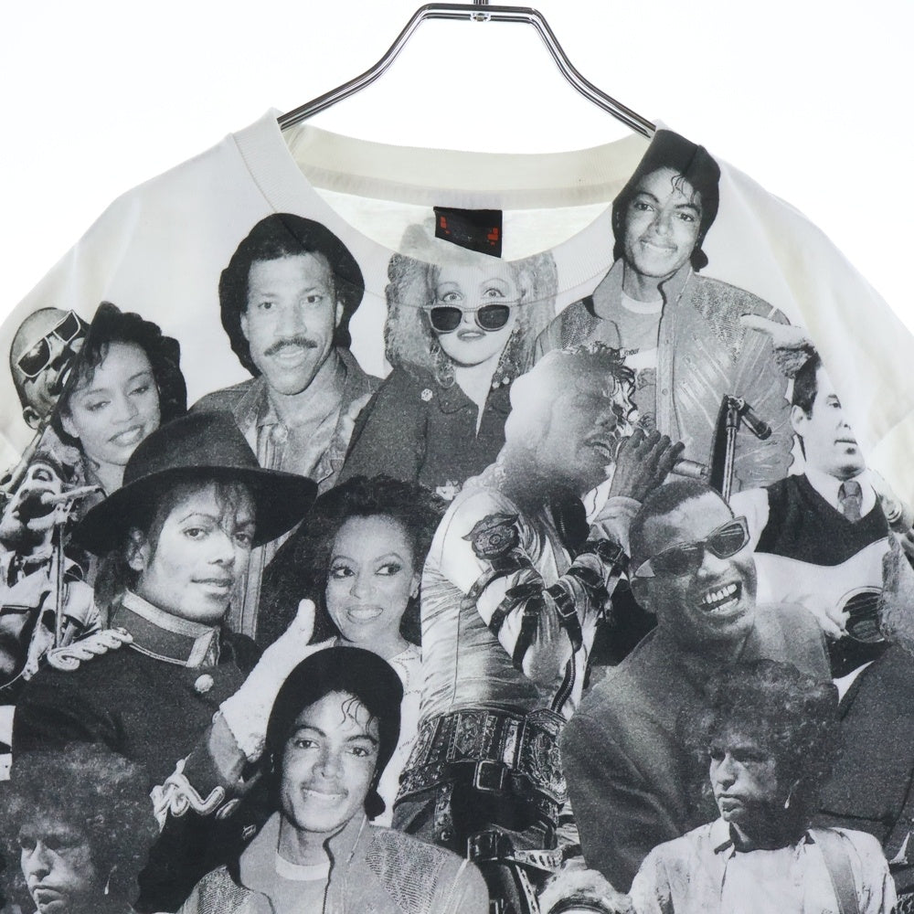 NO BRAND(ノーブランド) SCREEN STARS WE ARE THE WORLD LIFE MAGAZINE 裾袖シングル ライフマガジン クルーネックTシャツ ホワイト