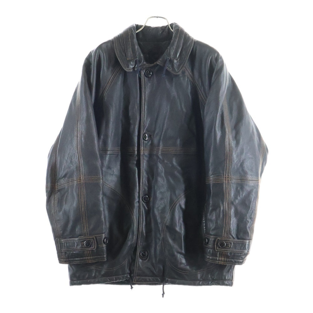 VINTAGE(ヴィンテージ) 80s頃 VERA PELLE 裏キルティングライニング オレンジステッチ グレインレザー レザージャケット ブラック