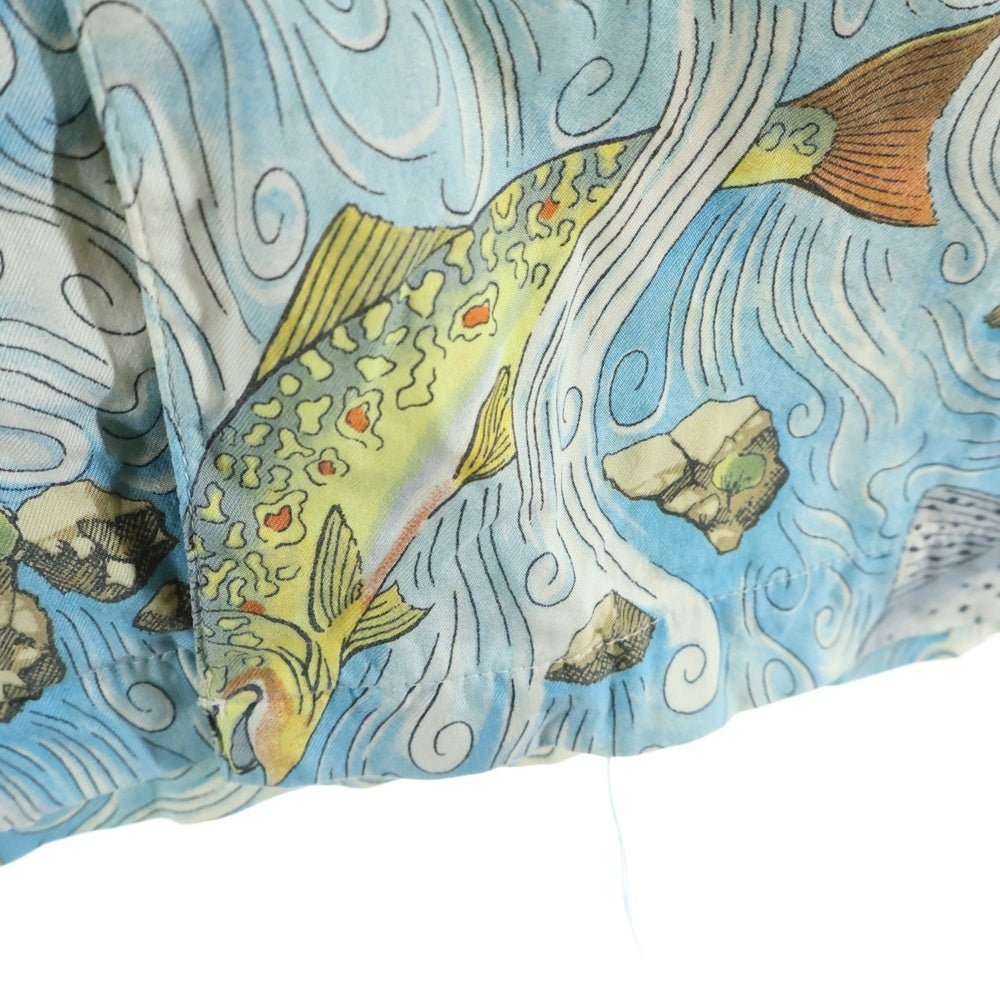 PATAGONIA(パタゴニア) 00s 05SS パタロハ ポルトガル製 LIMITED トラウト フィッシング 柄合わせ オーガニックコットン シルク混 アロハシャツ ブルー 総柄