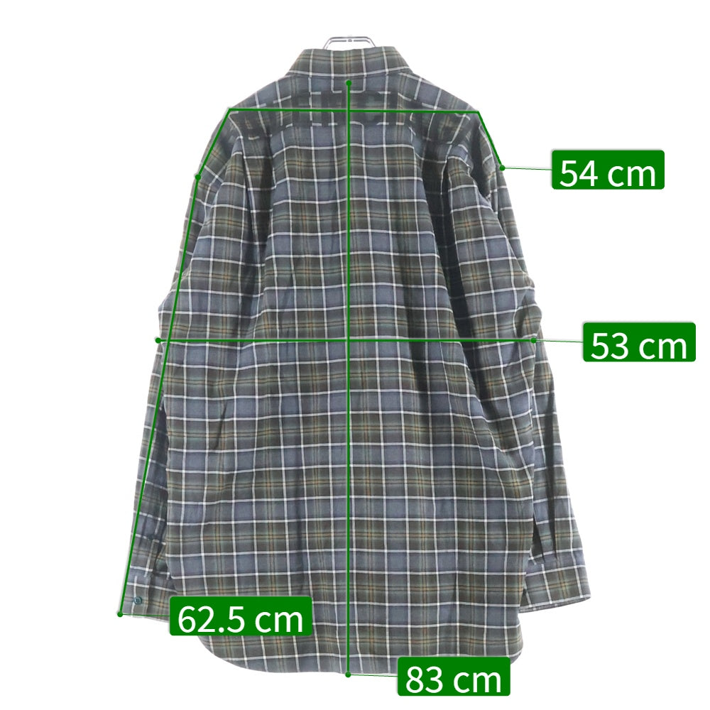 BALENCIAGA(バレンシアガ) 18AW Oversized Check Shirt バックロゴプリント オーバーサイズ長袖チェックシャツ 508465 TBM21 カーキ