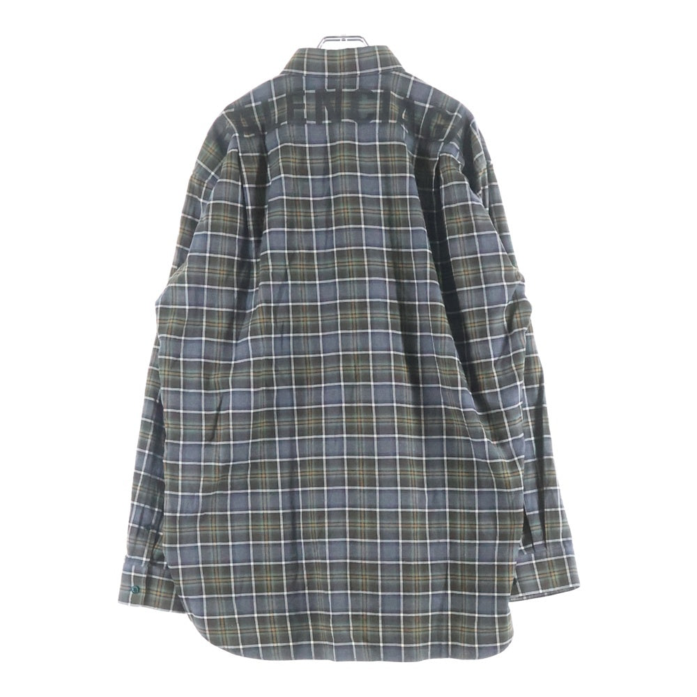 BALENCIAGA(バレンシアガ) 18AW Oversized Check Shirt バックロゴプリント オーバーサイズ長袖チェックシャツ 508465 TBM21 カーキ