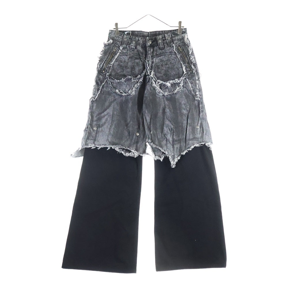 NO BRAND(ノーブランド) COZY WORLDWIDE Chaos Dream Waxed Layer Pants カオス ドリーム ワックスド レイヤー パンツ グレー/ブラック