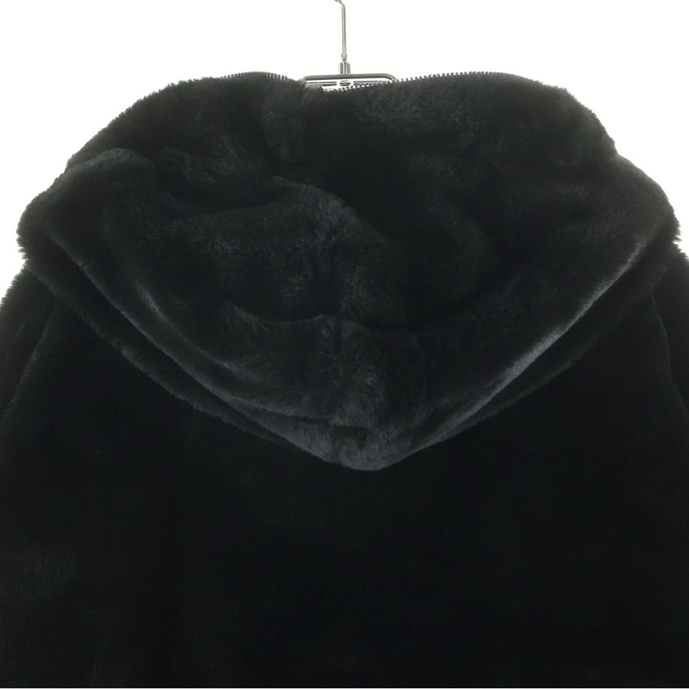 1 PIU 1 UGUALE 3 RELAX(ウノピゥウノウグァーレトレ) ロゴラインストーン フードジップ ファージャケット ブラック