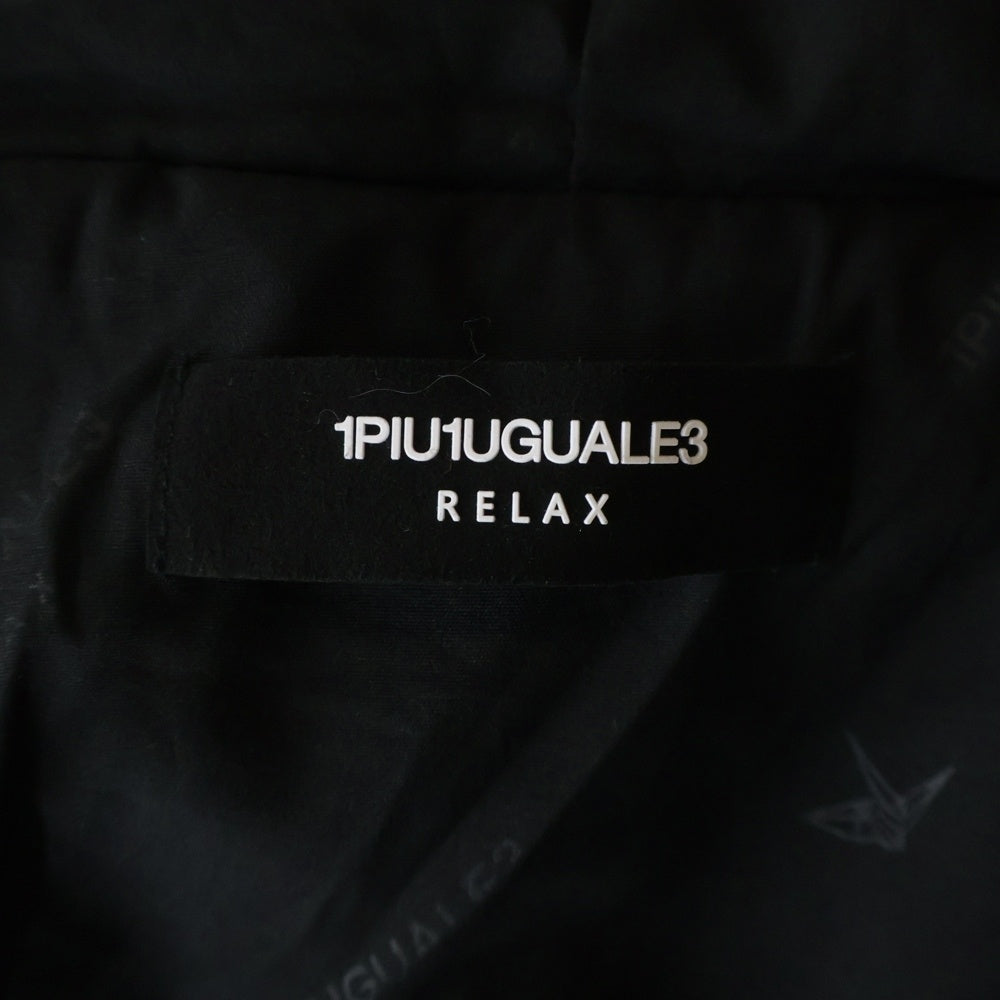 1 PIU 1 UGUALE 3 RELAX(ウノピゥウノウグァーレトレ) ロゴラインストーン フードジップ ファージャケット ブラック
