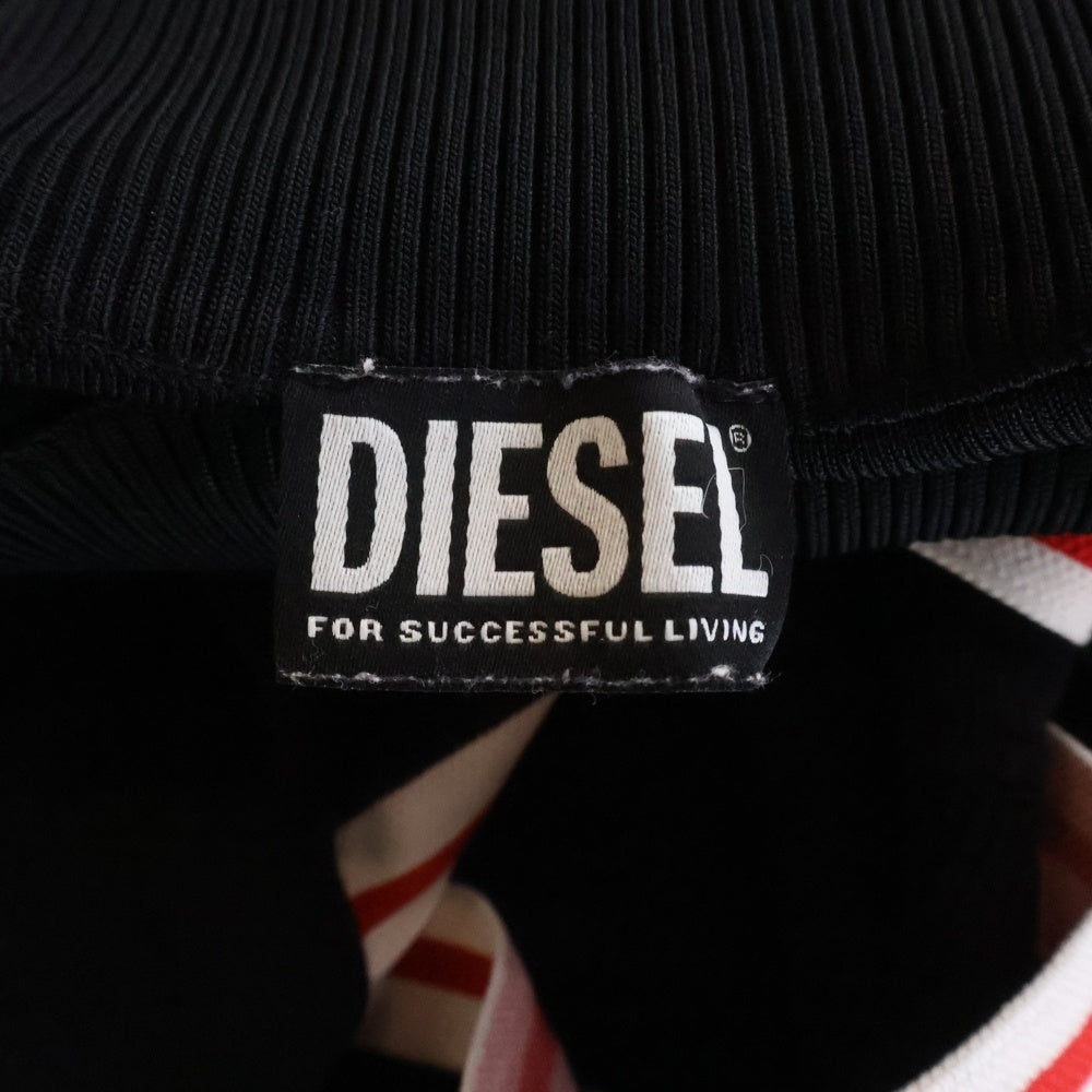 DIESEL(ディーゼル) M-NASHVILLE 胸ロゴ リブニット ロングスリーブワンピース ブラック レディース