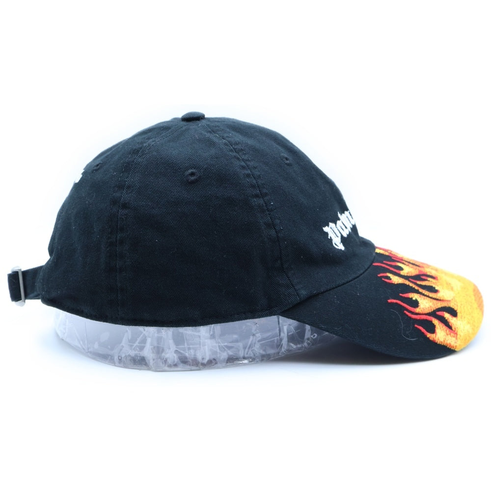Palm Angels(パームエンジェルス) ファイヤーパターン ロゴ 6-Panel キャップ ブラック