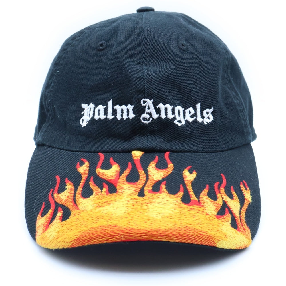 Palm Angels(パームエンジェルス) ファイヤーパターン ロゴ 6-Panel キャップ ブラック