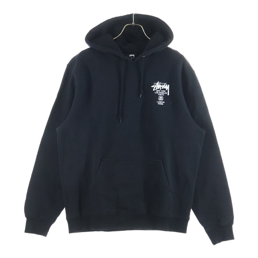 STUSSY(ステューシー) 19SS Stock Logo Hooded Sweatshirt World Tour Tee パーカー ブラック