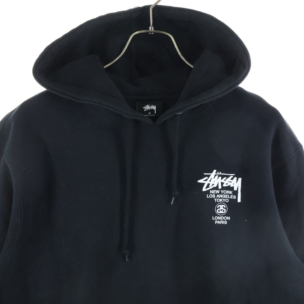 STUSSY(ステューシー) 19SS Stock Logo Hooded Sweatshirt World Tour Tee パーカー ブラック