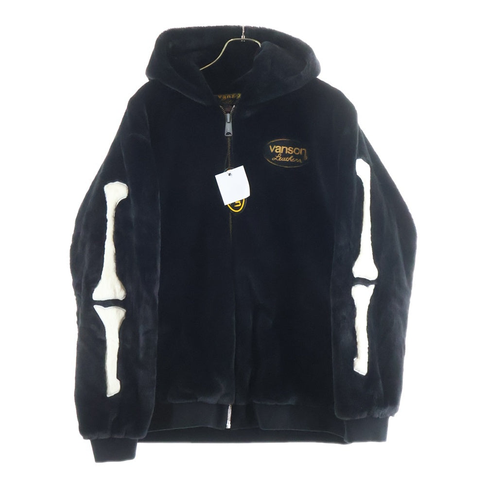 VANSON(バンソン) タグ付 X-REY BORN FUR HOODED JACKET フェイクファー ジャケット ブラック