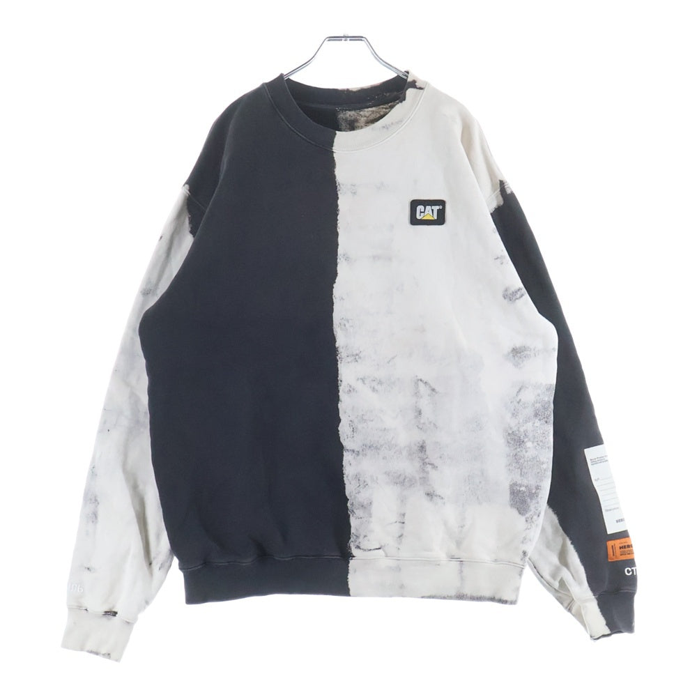 HERON PRESTON(ヘロンプレストン) ×CATERPILLAR SWEAT SHIRT バイカラー クルーネックスウェット グレー