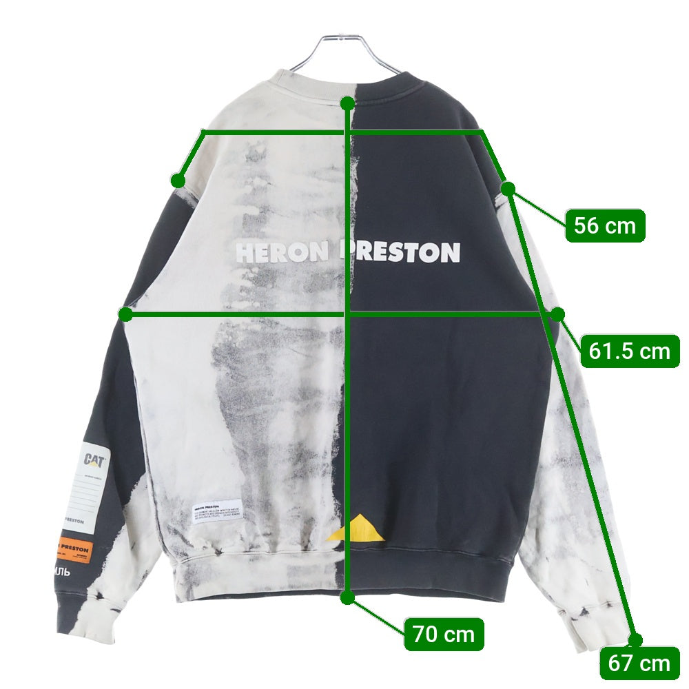 HERON PRESTON(ヘロンプレストン) ×CATERPILLAR SWEAT SHIRT バイカラー クルーネックスウェット グレー