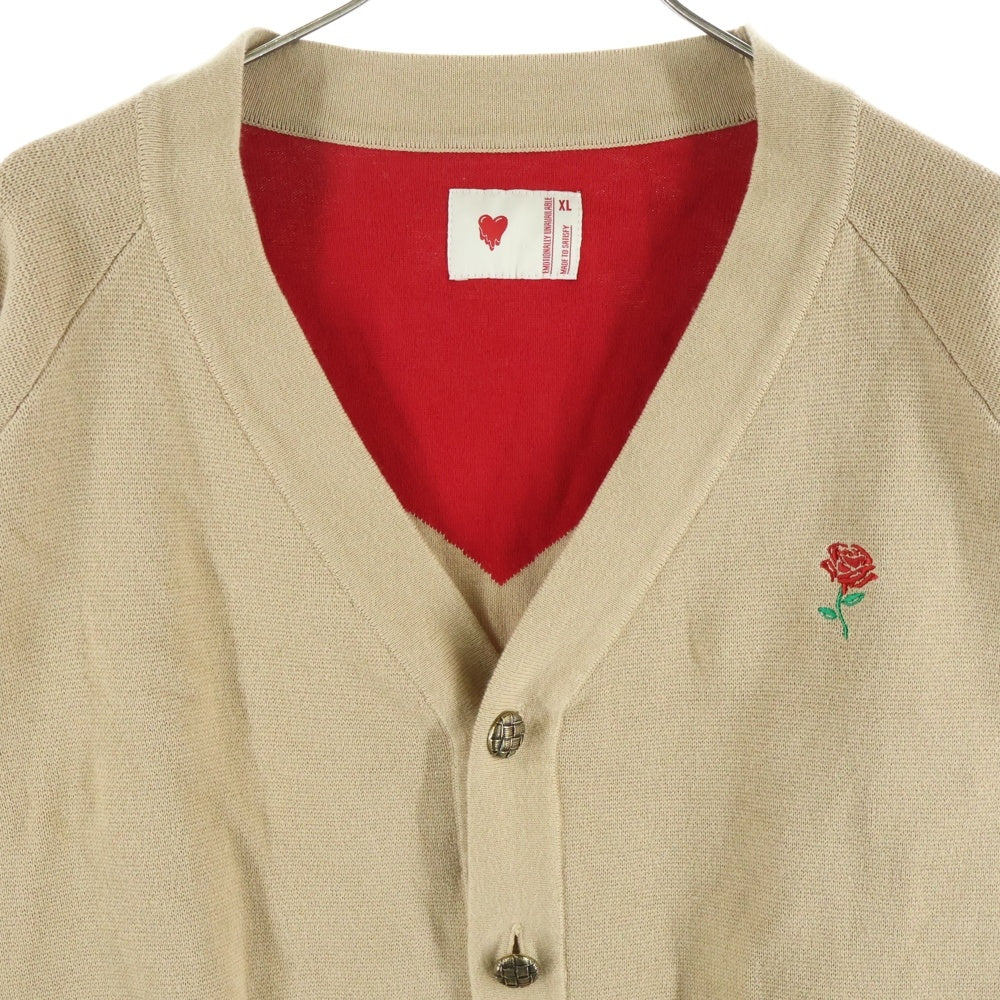 Emotionally Unavailable(エモーショナリー アンアヴェイラブル) EU HEART CARDIGAN EUハートカーディガン コットンニットカーディガン ベージュ
