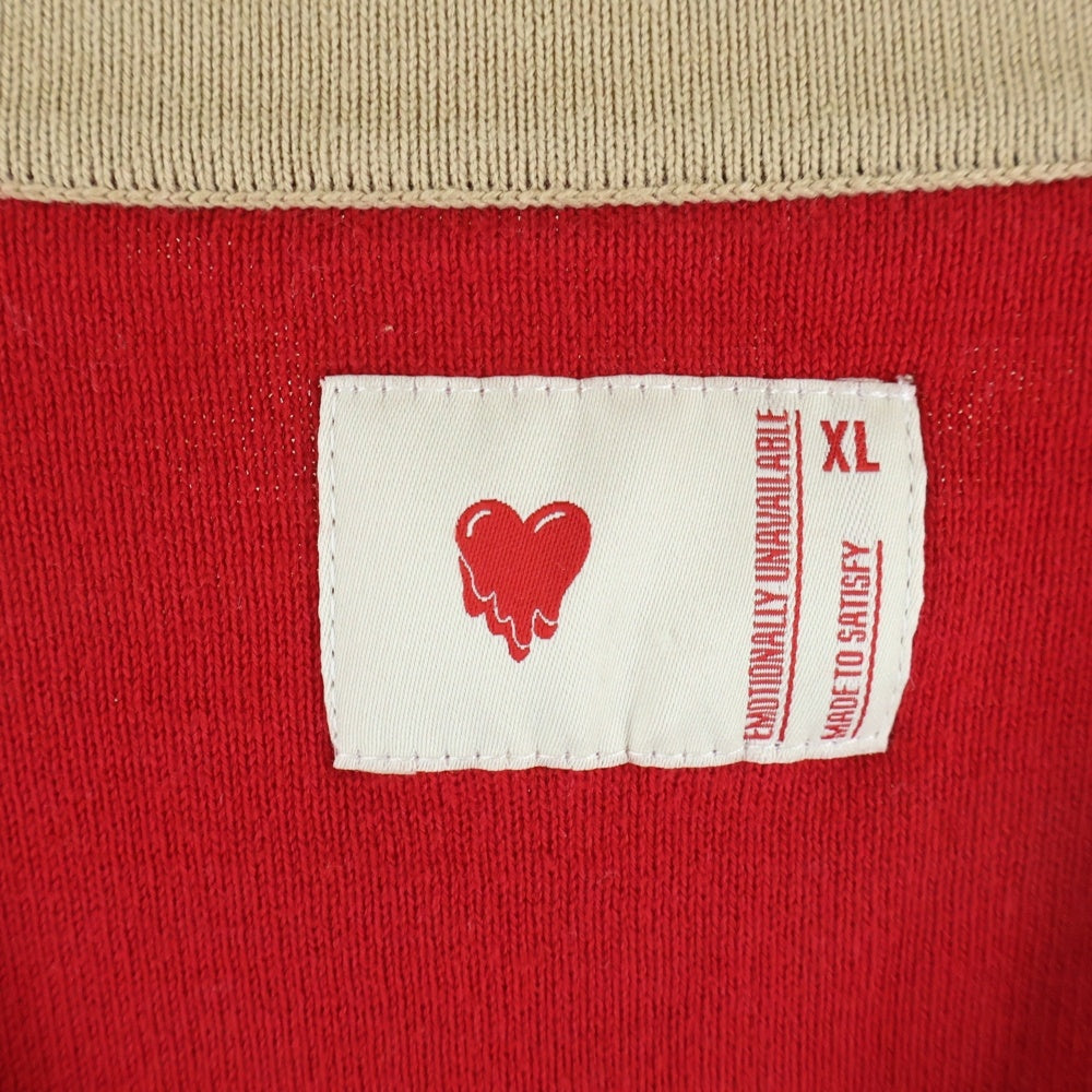 Emotionally Unavailable(エモーショナリー アンアヴェイラブル) EU HEART CARDIGAN EUハートカーディガン コットンニットカーディガン ベージュ