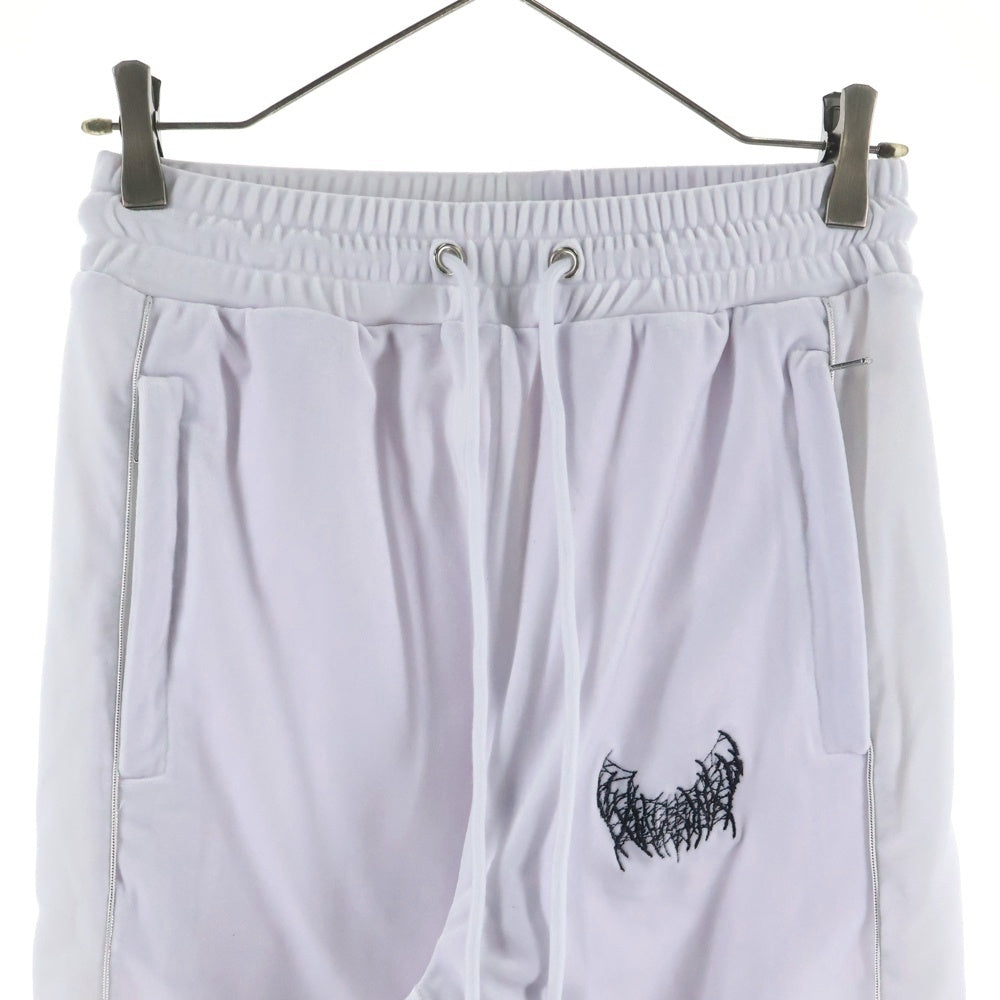 NO BRAND(ノーブランド) YXNGBRATZ ロゴ刺繍 ベロア トラックパンツ ホワイト