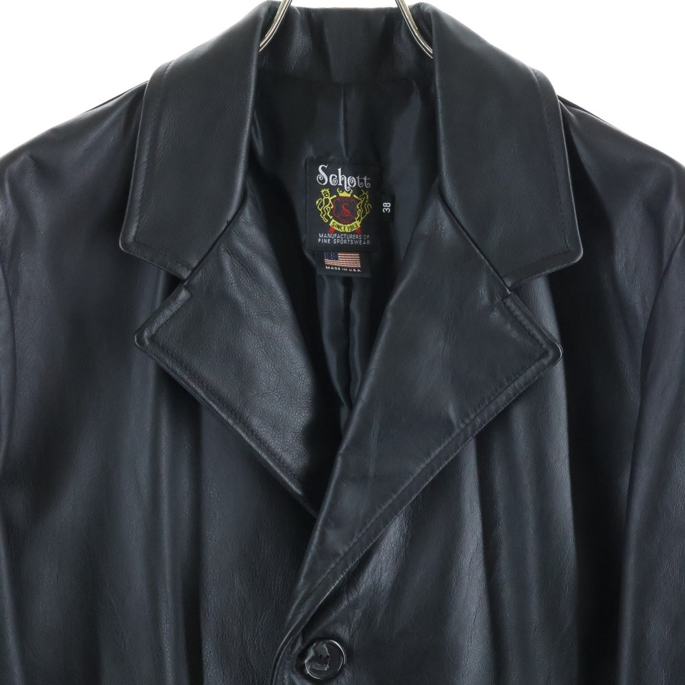 SCHOTT(ショット) 568US Leather Chesterfield coat レザーチェスターロングコート 牛革 ブラック
