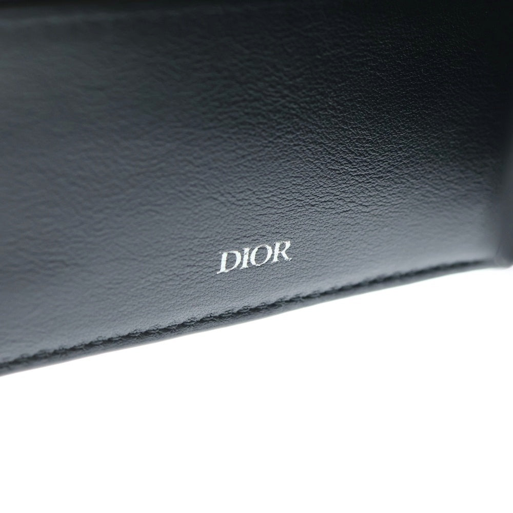 Christian Dior(クリスチャンディオール) オブリーク 二つ折り財布 ネイビー キャンバス コンパクトウォレット グレー レディース