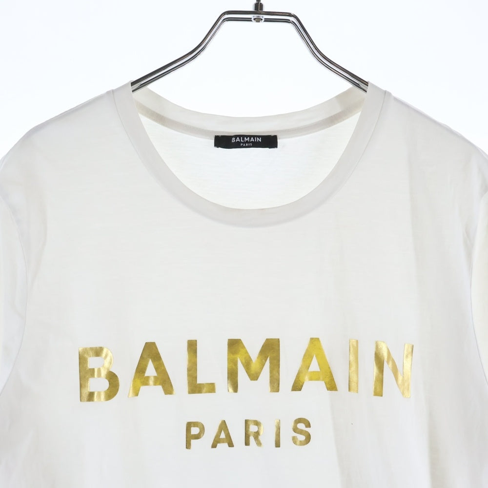 BALMAIN(バルマン) Gold Logo Tee ゴールドロゴティー クルーネック 半袖Tシャツカットソー EF000B065 ホワイト