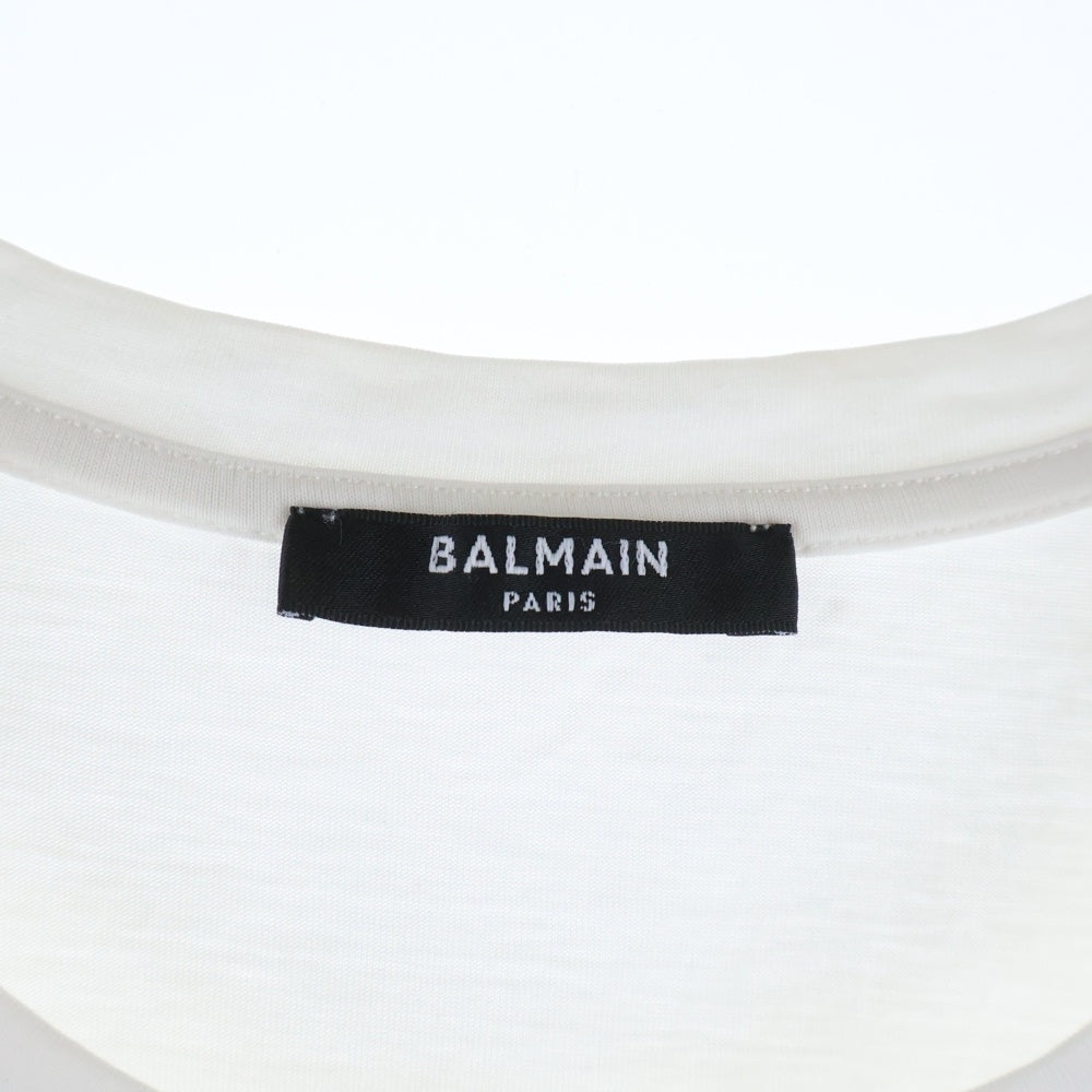 BALMAIN(バルマン) Gold Logo Tee ゴールドロゴティー クルーネック 半袖Tシャツカットソー EF000B065 ホワイト