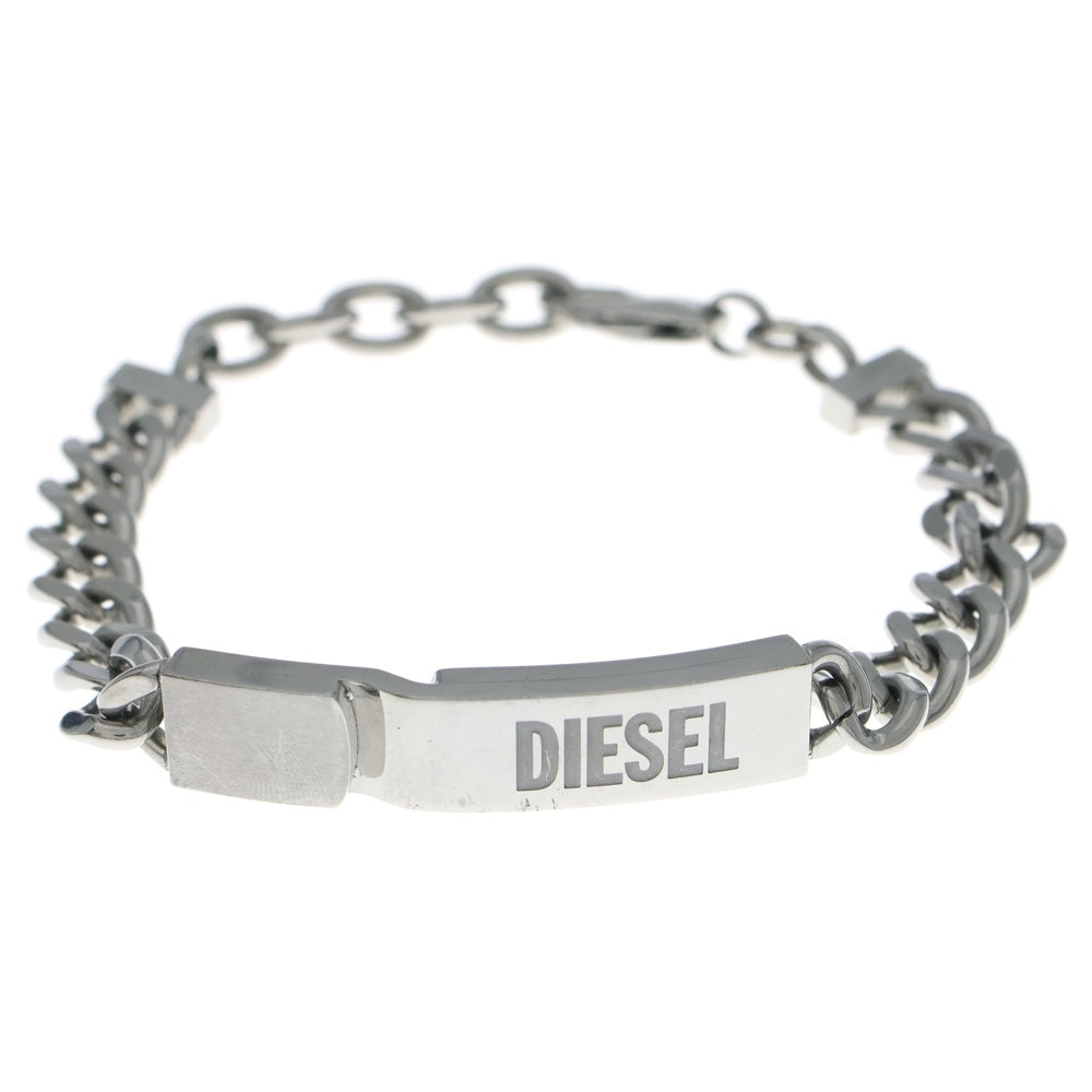 DIESEL(ディーゼル) Logo Plate Chain Bracelet ロゴプレート チェーン ブレスレット DX0966040 シルバー レディース