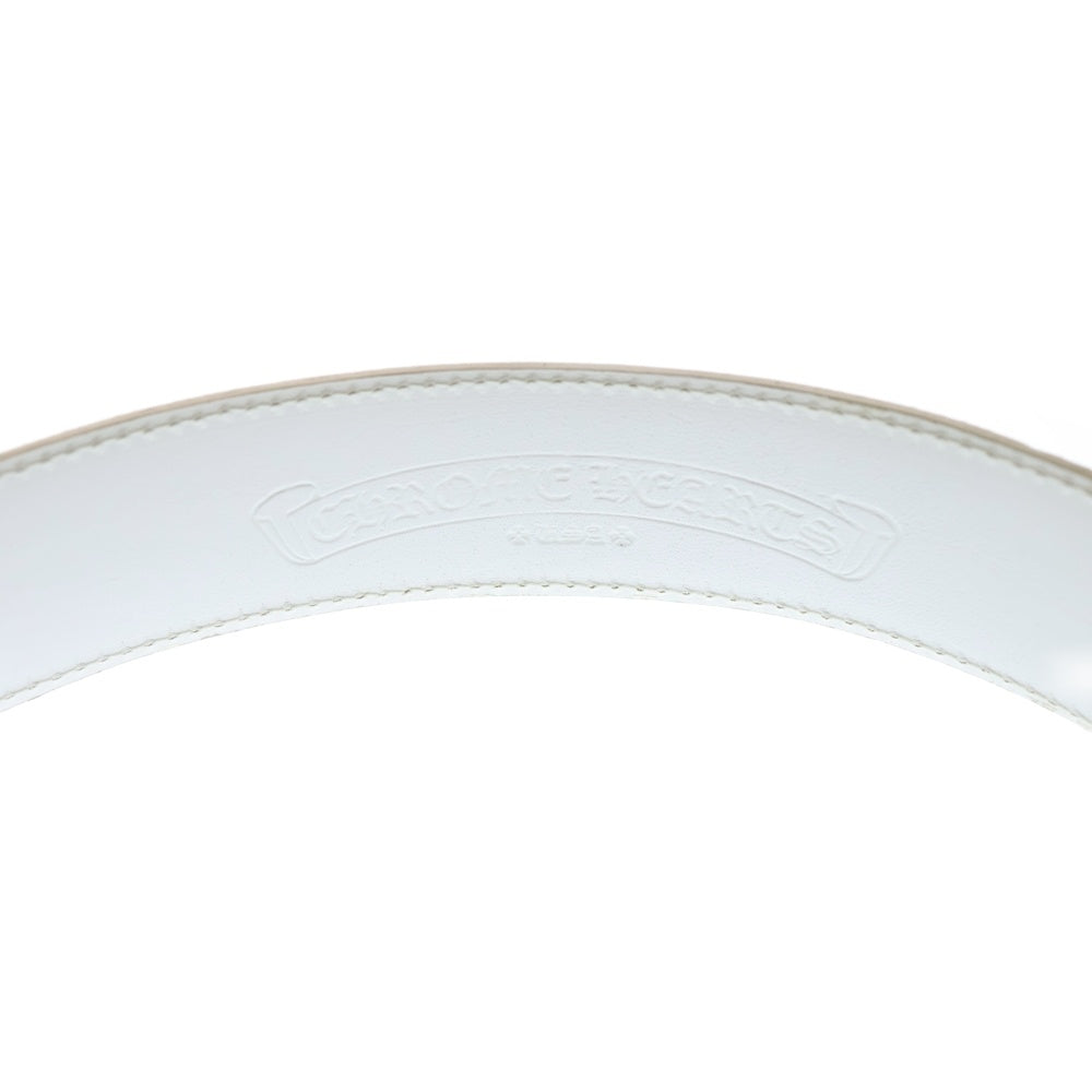 CHROME HEARTS(クロムハーツ) 1.5 STRAP 1.5inch スクロールラベルリベッツ レザーベルト ホワイト