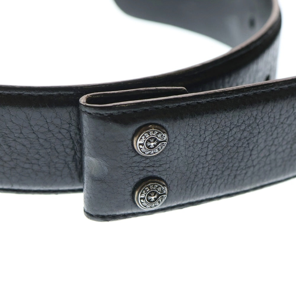 CHROME HEARTS(クロムハーツ) 1.5 STRAP 1.5inch スクロールラベルリベッツ レザーベルト ブラック