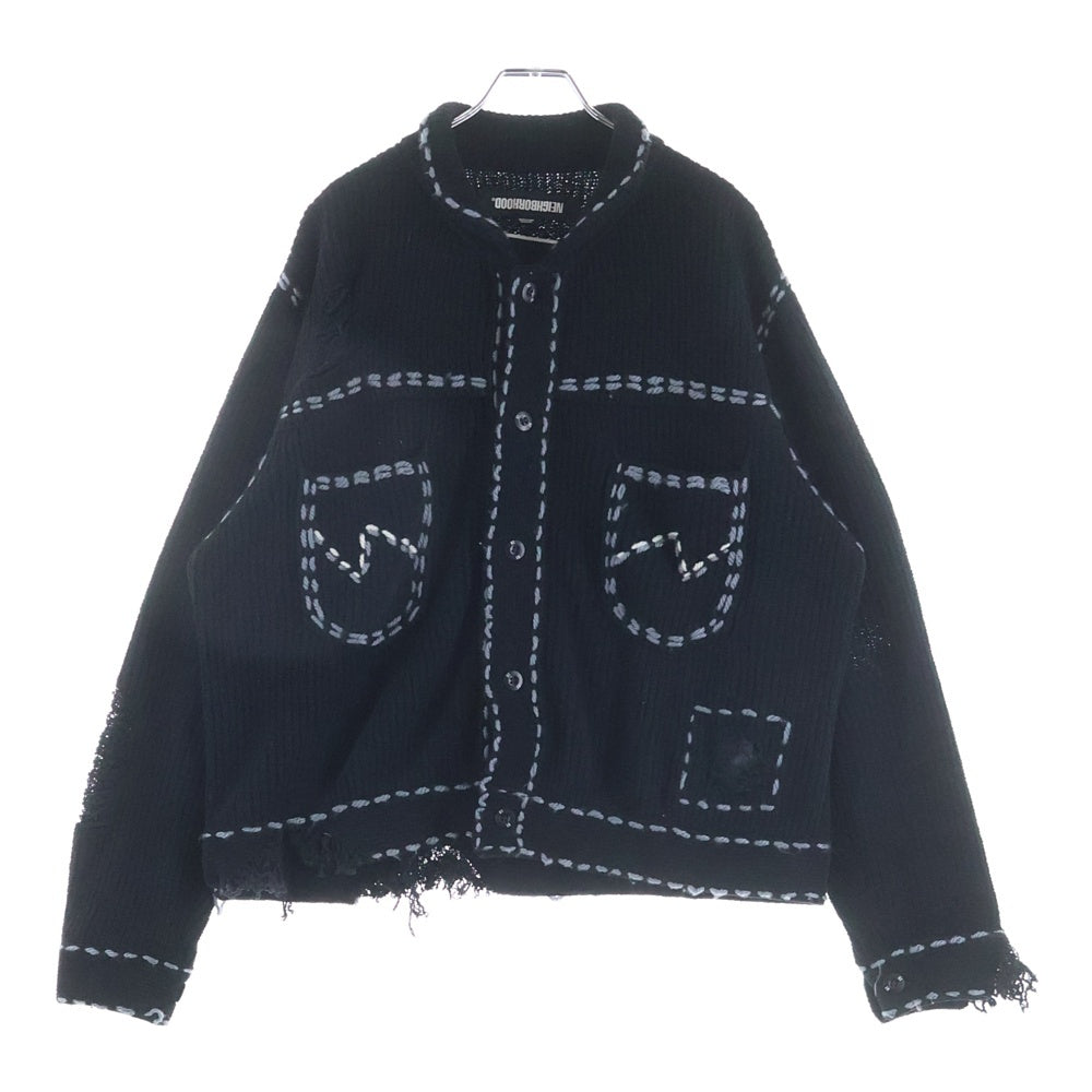 NEIGHBORHOOD(ネイバーフッド) × PHINGERIN PG1 SAVAGE KNIT フィンガリン サヴェージニット ジャケット PD-242-NH-KN-011 ブラック×ホワイト