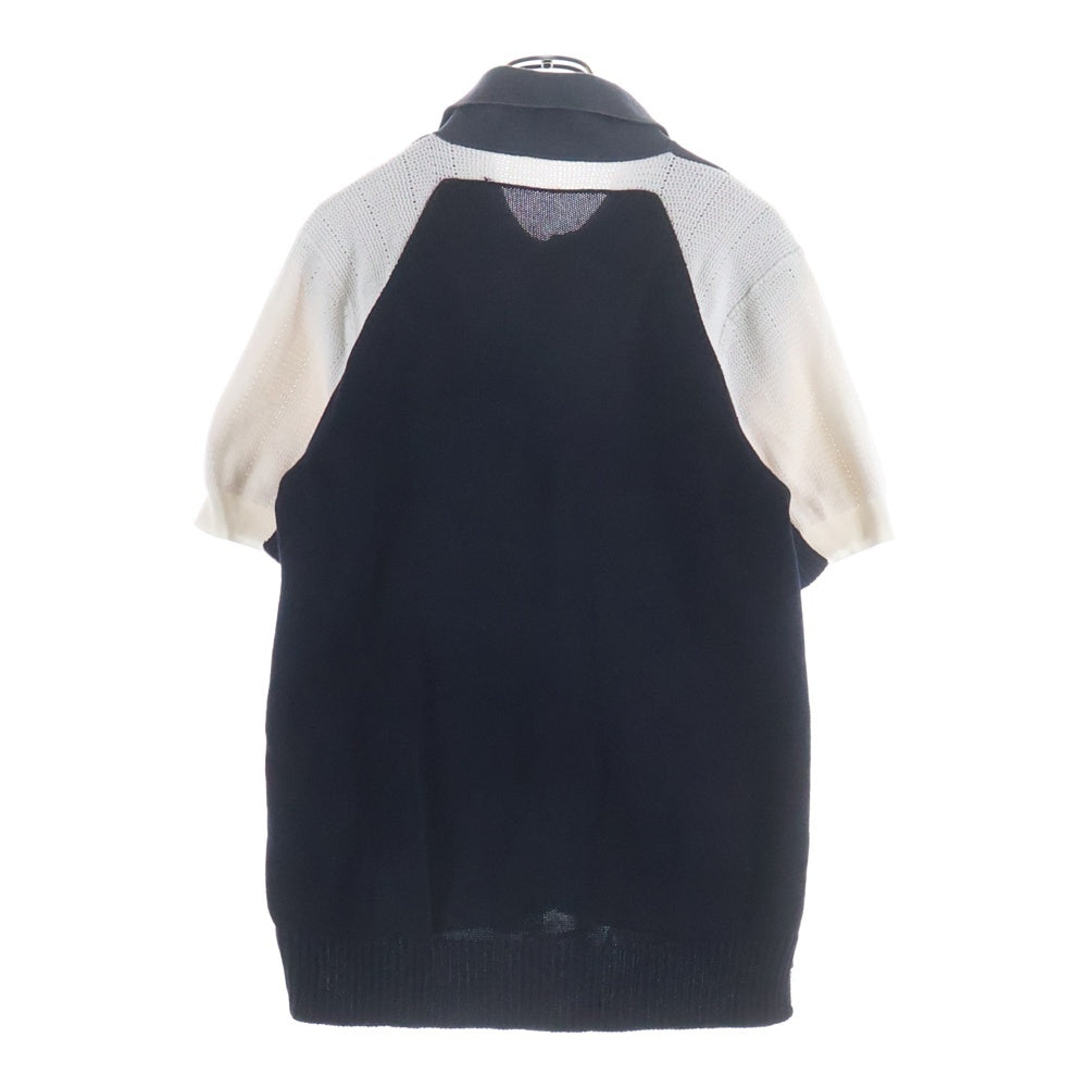 Maison Martin Margiela(メゾンマルタンマルジェラ) 14SS ニット切替 コットンニットポロ ニットシャツ ネイビー/マルチカラー