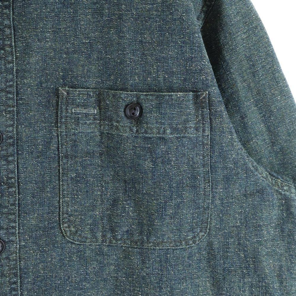 RRL(ダブルアールエル) 一ツ星タグ 復刻 マチ付き 空環仕上げ ワークシャツ グリーン