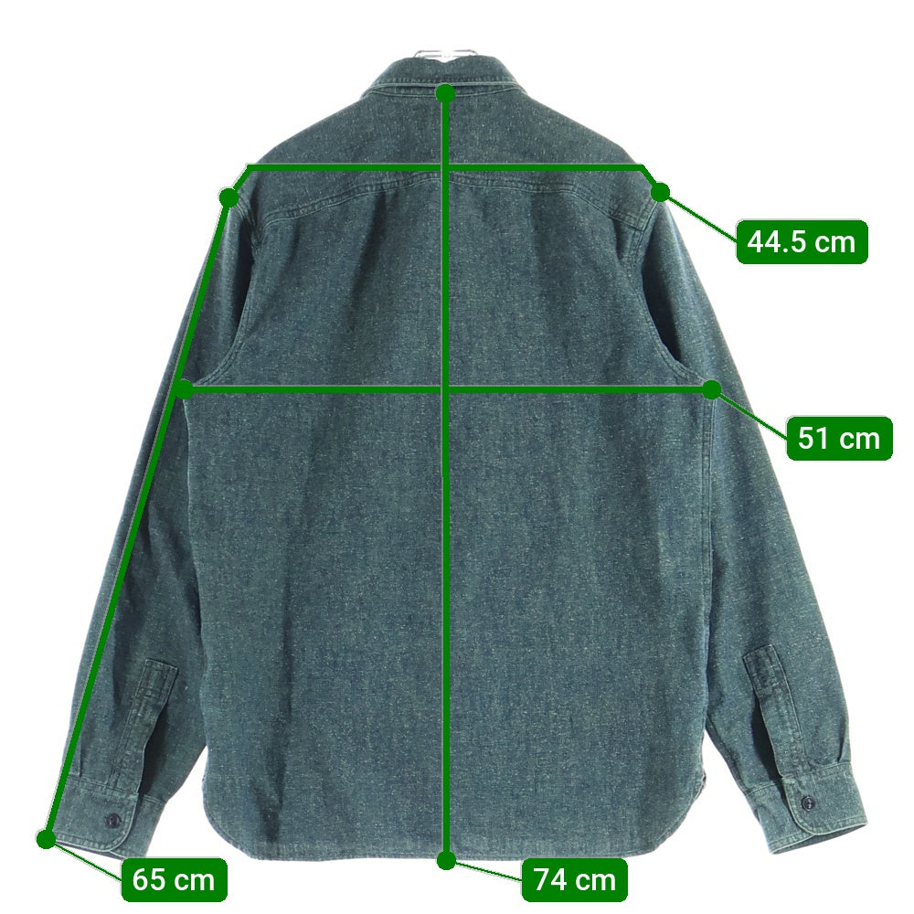 RRL(ダブルアールエル) 一ツ星タグ 復刻 マチ付き 空環仕上げ ワークシャツ グリーン