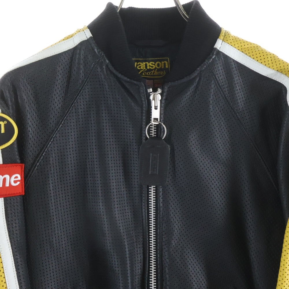SUPREME(シュプリーム) 20SS ×Vanson Leathers Perforated Bomber Jacket バンソン レザージップアップ ボンバージャケット ブラック