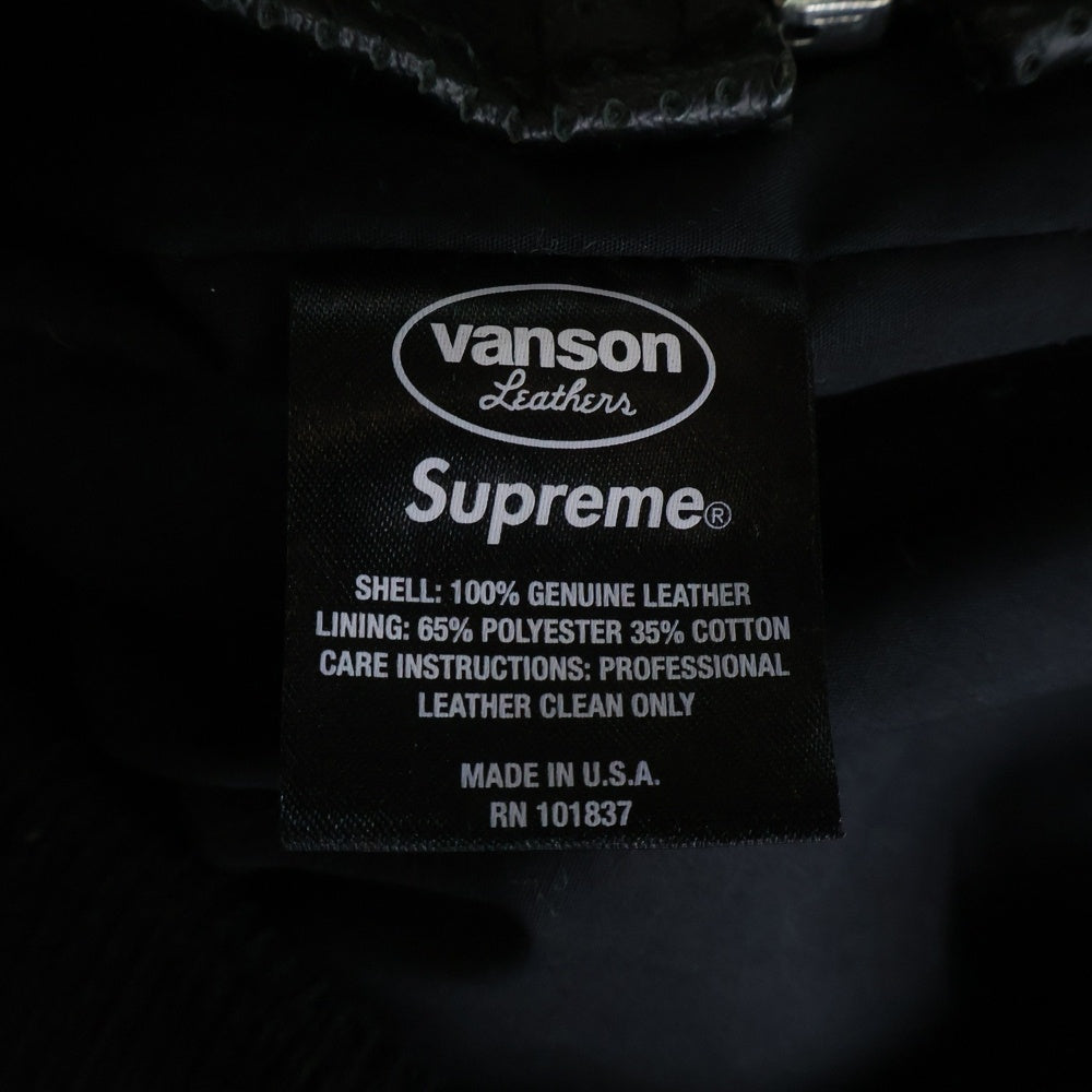 SUPREME(シュプリーム) 20SS ×Vanson Leathers Perforated Bomber Jacket バンソン レザージップアップ ボンバージャケット ブラック