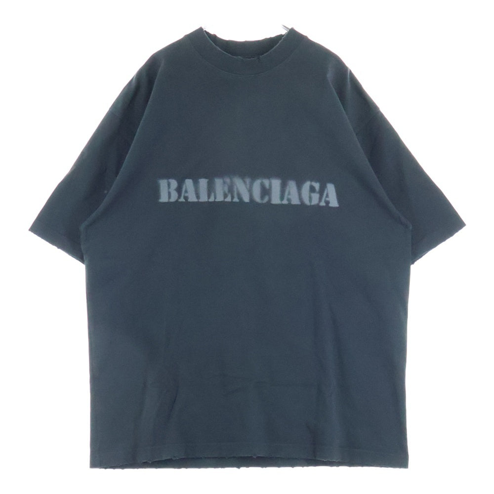 BALENCIAGA(バレンシアガ) 24SS INKJET BLUR LOGO TEE BLACK 764235 TQVA3 インクジェット ブラーロゴ クルーネック半袖Tシャツ ブラック